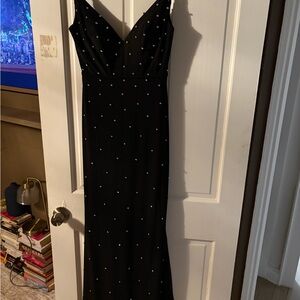 Mac Duggal Black Evening Gown with Rhinestone Accents